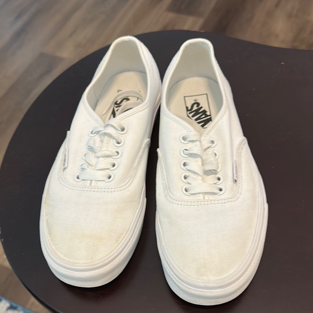 Vans White Canvas Low-Top Sneakers